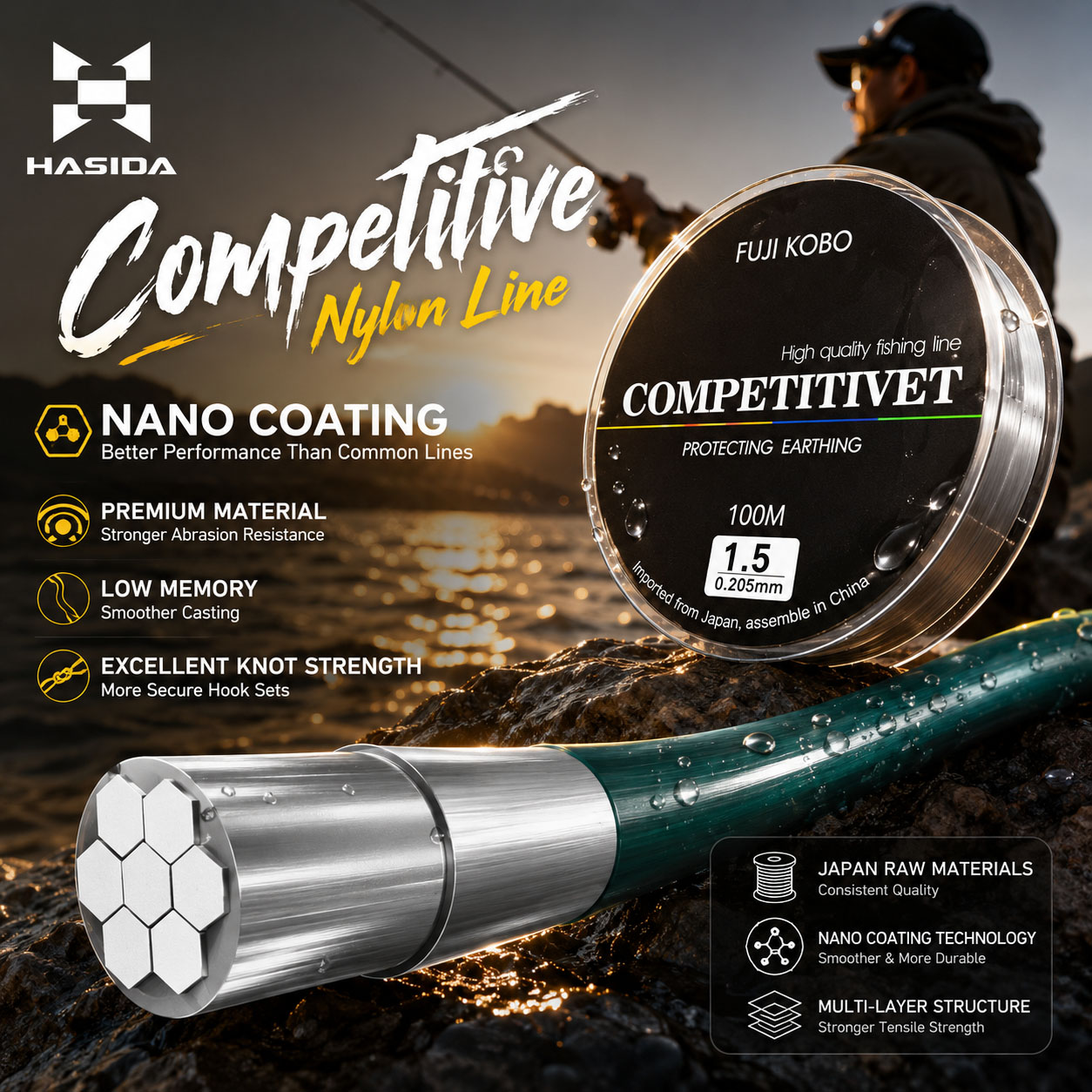 Copolymer Line - ハシダフジコボ ナイロン 日本製 0.8 # -8.0