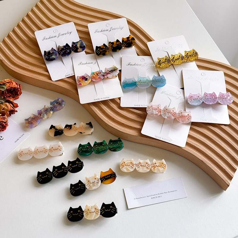 Tippet Line - 日本の韓国風酸ボードキャットフリンズクリップ、絶妙な壊れたヘアピン、用途の広いラインクリップ、ヘアアクセサリー