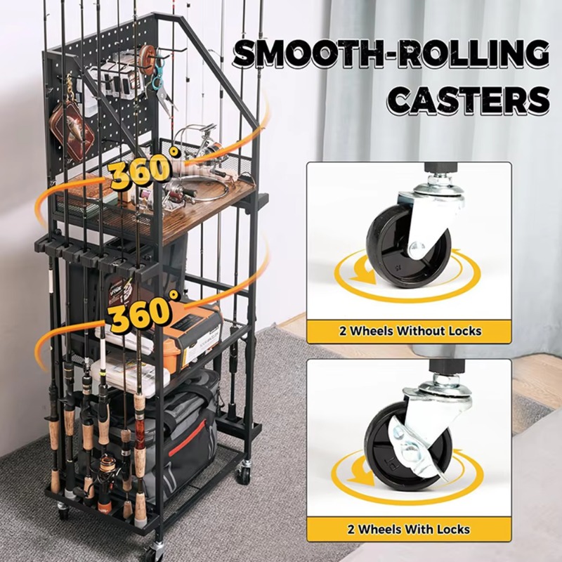 釣り道具収納棚、釣り竿とリールを収納できるガンラック風のタッ - Fishing Line Spooler のレビューと価格