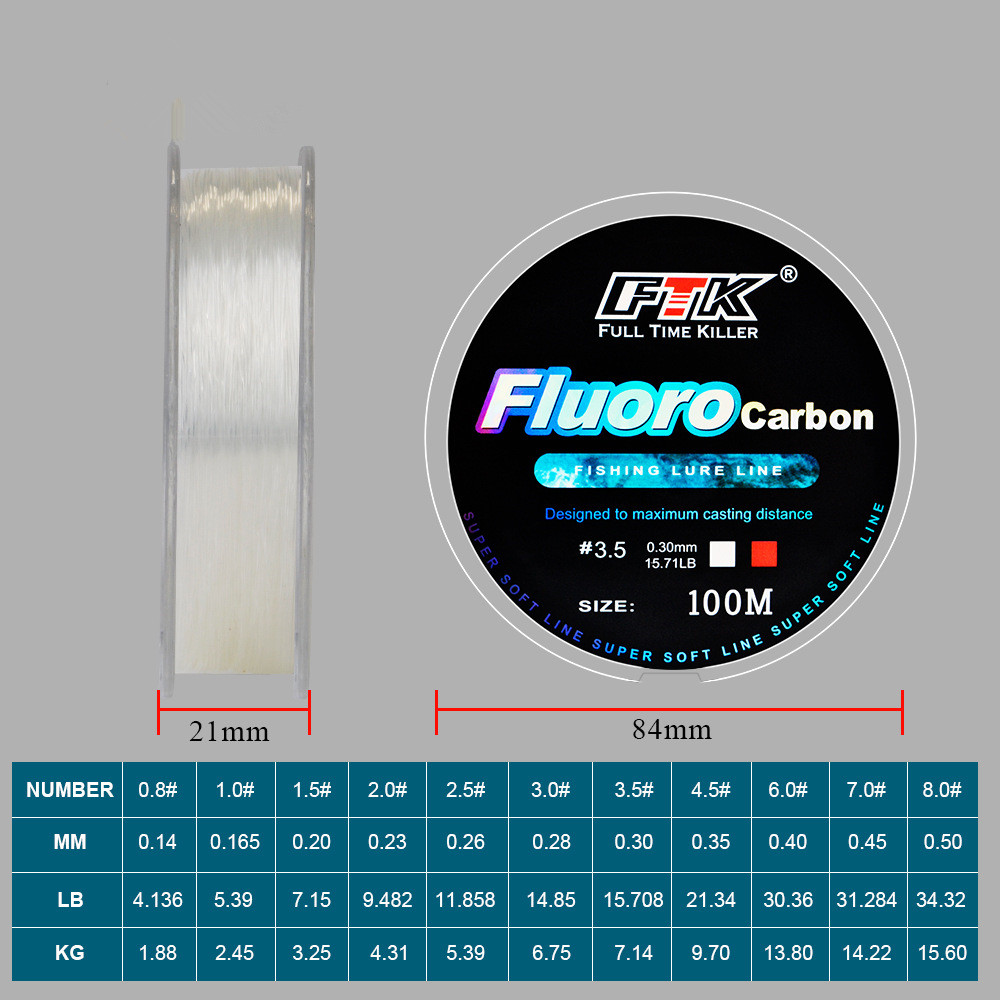 100m フロロカーボン製釣り糸、カーボンファイバーフライフ - Fluorocarbon Line のレビューと価格
